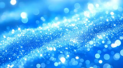 Canvas Print - Sparkling Blue Glitter Abstract Background with Bokeh