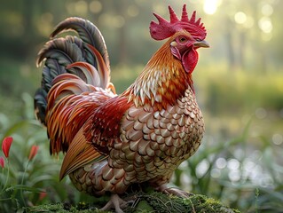 Canvas Print - Rooster in the Morning Light - Stunning Bird Photography