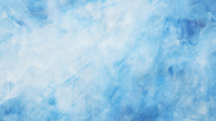 Abstract light blue textured background of ice or watercolor brush strokes