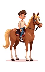 Wall Mural - boy on a horse illustration