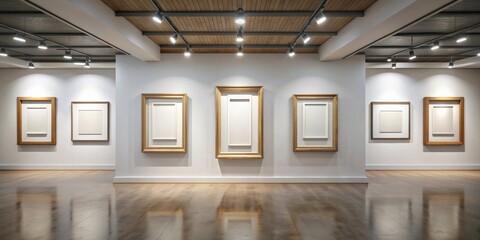 Poster - Art gallery frames mockup with a minimalist design , art, gallery, frames, mockup, minimalist, white, interior