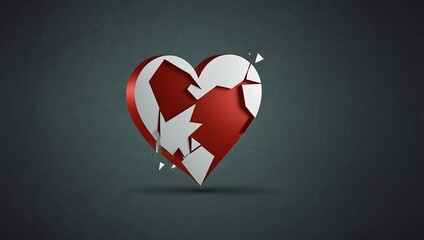 Wall Mural - Clean image of a broken heart icon on a plain background.