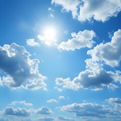 Wall Mural - Clear sunny sky with gentle clouds and blue image
