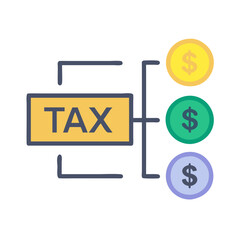 Tax distribution concept with multiple dollar signs
