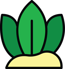 Poster - This simple vector icon shows three green leaves growing from the ground