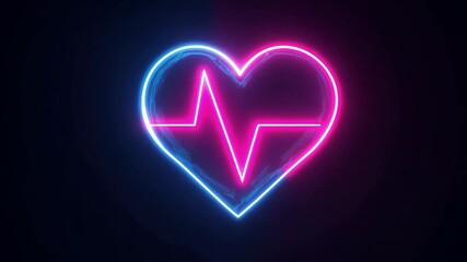 Poster - Glowing neon heart appears, with a heartbeat line gradually animating inside. Useful for topics related to romance, healthcare or emotions