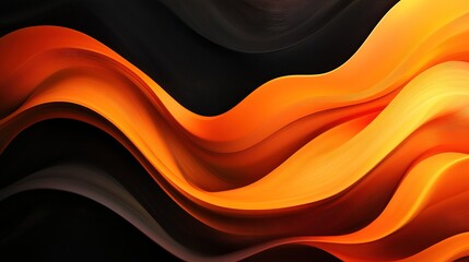 Wall Mural - Creative background color is black and a dark orange. The background gradients of waves