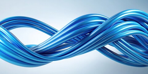 Poster - Abstract render of interconnected blue curves , technology, futuristic, digital, lines, design, abstract,network, connection