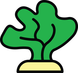 Poster - This is a simple color vector icon representing a lettuce growing on the ground