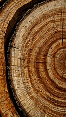 Poster - Close-up of tree rings on a freshly cut log, showing detailed growth patterns.