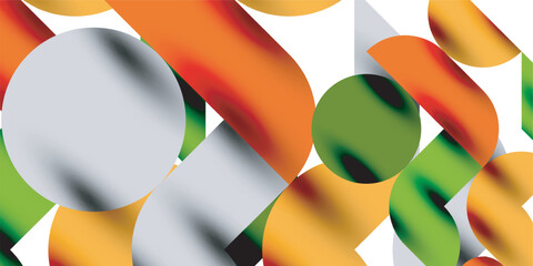 Poster - Tech minimal circular shapes geometric art. Vector modern circles