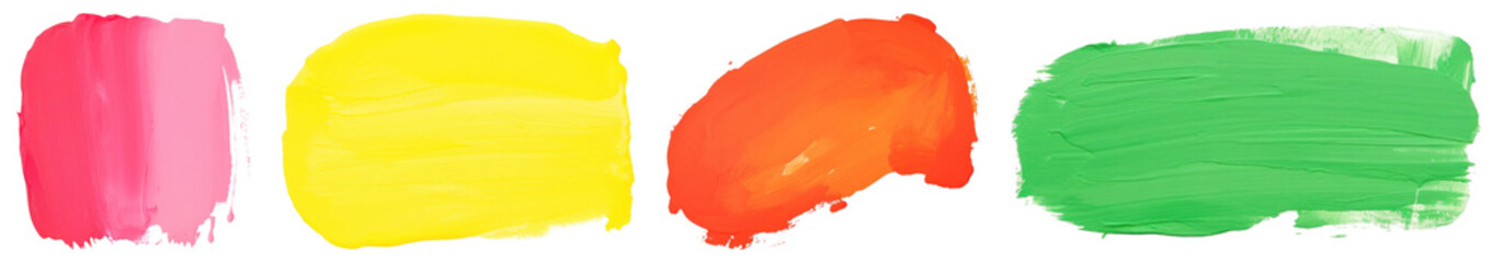 Colorful brush strokes paint png cut out element set