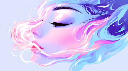 Wall Mural - Dreamy Abstract Portrait with Colorful Swirls