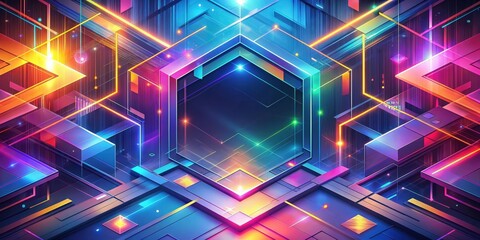 Fototapete - Futuristic abstract background with geometric shapes and vibrant colors, technology, digital, design, innovation, modern