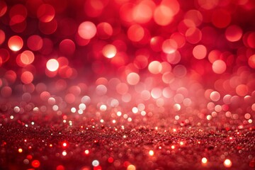 Wall Mural - festive red glitter background with sparkles and bokeh lights