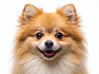 Adorable fluffy Pomeranian dog with bright curious eyes and cute smile posing on transparent background, perfectly isolated and cut out for graphic design.