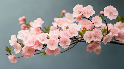 Poster - Pink Flowers Bloom on a Branch with Delicate Petals