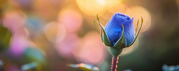 Poster - Blue rose in morning light with bokeh