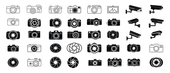 Wall Mural - Photo camera silhouette vector design, Silhouette of photographer with camera. Icons of photo camera, photography, graphic design and video camera.