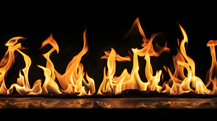 Fire flames on black background