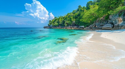 beautiful white sand and blue sky at similan island, south of thailand, Asia 