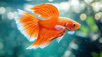 Orange Betta Fish in an Aquarium