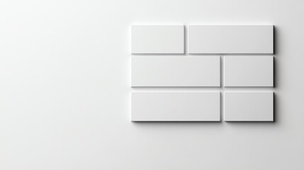 Poster - Minimalist arrangement of white tiles on a light background, perfect for modern design concepts and interior decoration inspiration.