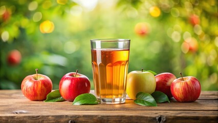 Poster - Fresh apple juice in a glass on a background, apple, juice, drink, beverage, healthy, organic, fruity, glass, refreshing