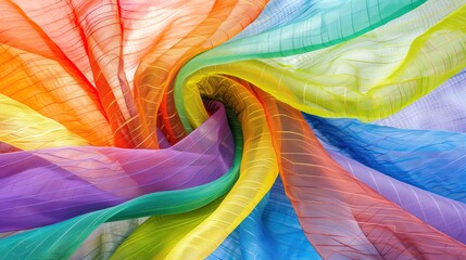 Aufkleber - vibrant rainbow colored fabric swirls into beautiful abstract pattern