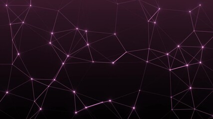 Poster - Purple sparkling conncetion web, dark geomtric abstract network background animation