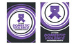 © scoutori - Domestic Violence Awareness Month in October. Celebrate annual in United States. Awareness purple ribbon. Day of Unity. Prevention campaign. Stop women abuse. Poster, banner and background. Vector