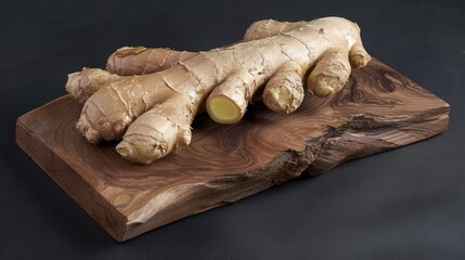 Wall Mural - Ginger Root on Wooden Cutting Board