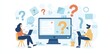 © VIK - Illustration of flat people with a laptop asking questions
