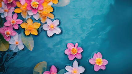 Bright Floral Arrangement on Water Surface for Banner Design