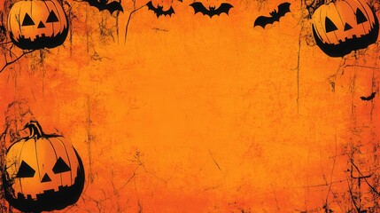 Halloween A Halloween themed background with four pumpkins and four bats