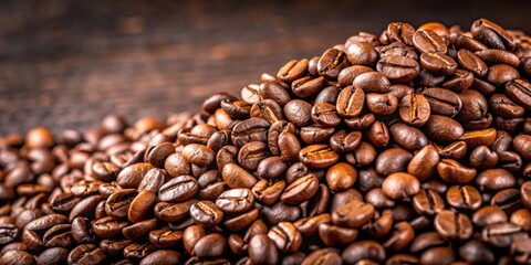 Aufkleber - A pile of freshly roasted coffee beans ready for grinding and brewing , coffee, beans, roasted, dark, aroma, caffeine