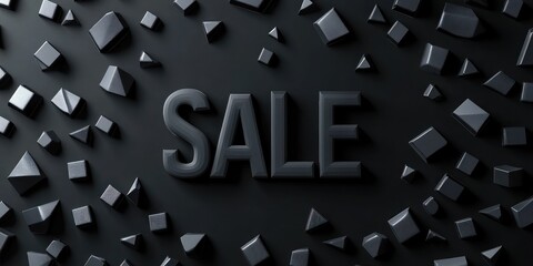 Geometric SALE concept with 3D shapes background.