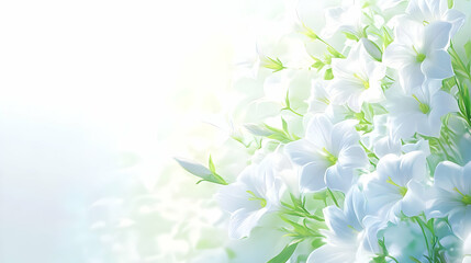 Sticker - White Flowers Blooming in the Sunlight, A Delicate and Beautiful Bouquet