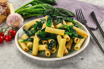 Poster - Italian cuisine - tortiglioni with spinach