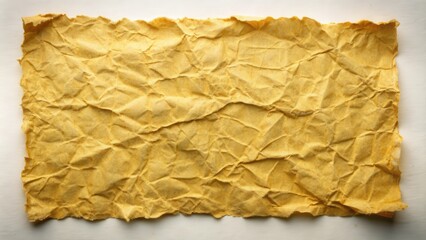 Poster - Torn out old sheet of paper with ragged edges, crumpled texture and aged yellow color , vintage, antique, distressed, grunge