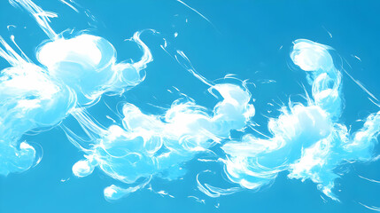 Sticker - Abstract Clouds in a Blue Sky, Swirling, Digital Art