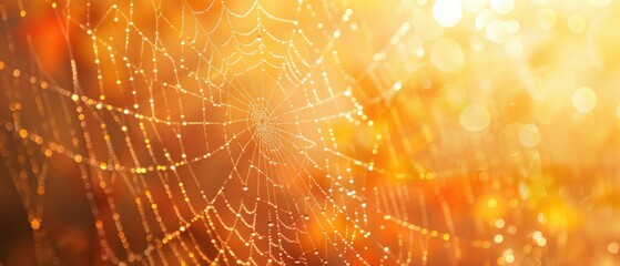 A spider web with a golden background