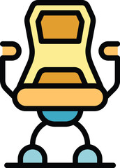 Poster - Futuristic cyborg chair standing on two legs icon, outline style