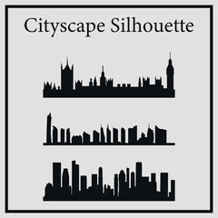 Wall Mural - Set of city skyline. Vector on a gray background