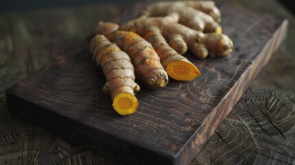 Wall Mural - Turmeric Root on Cutting Board