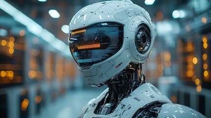 Poster - advanced robot systems monitoring operational efficiency in a futuristic facility