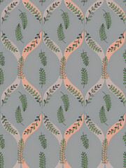 Sticker - pattern with leaves and geometric shapes 