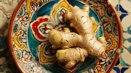 Wall Mural - Ginger Root on Decorative Plate