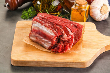 Raw beef ribs for cooking