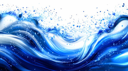 Wall Mural - Abstract Blue Water Waves with Bubbles: A Serene Visual Experience